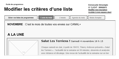 UX espace client TV