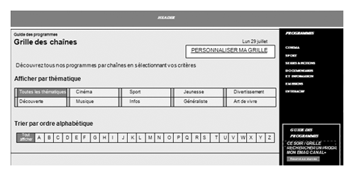 UX grille programme TV